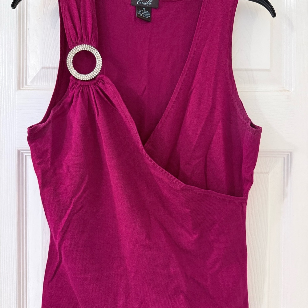 Camilla Magenta Tank Top with Ring Detail